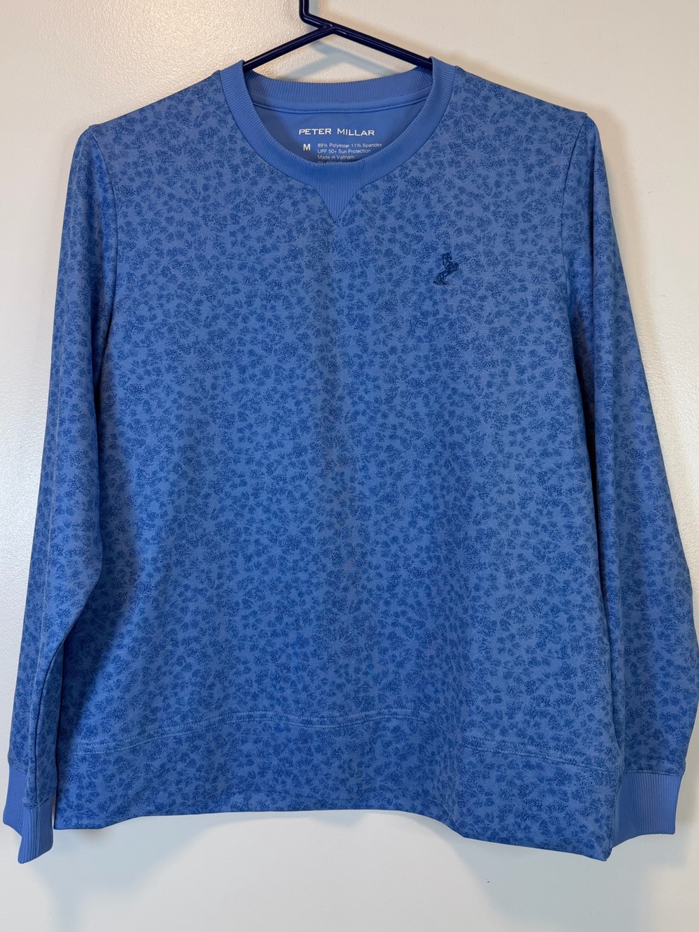 Peter Millar Blue Floral-Print Crewneck Performance Sweatshirt Women’s Medium